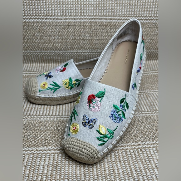 Ann Taylor Shoes - Brand new Ann Taylor Embroidered Floral linen slip-on shoe.